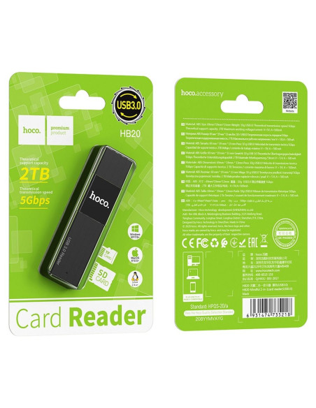 HOCO lecteur de carte mémoire 2w1 HB20 Mindful USB3.0