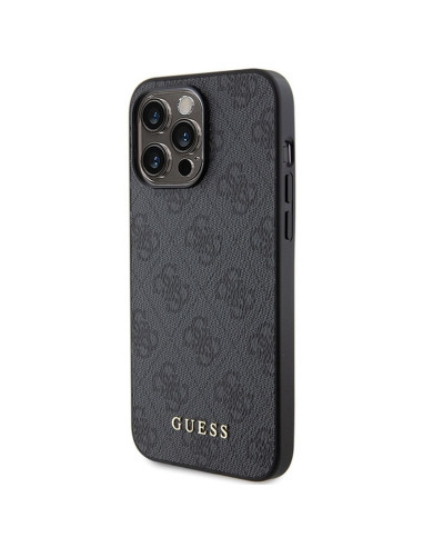 Véritable GUESS Case GUHCP15LG4GFGR pour iPhone 15 PRO (4G Metal Logo / Grey)