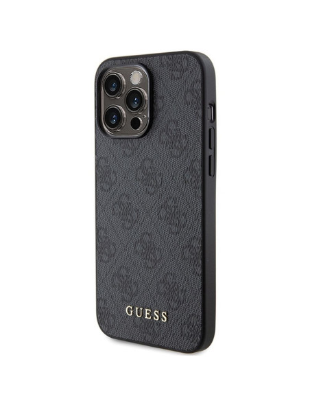 Véritable GUESS Case GUHCP15LG4GFGR pour iPhone 15 PRO (4G Metal Logo / Grey)