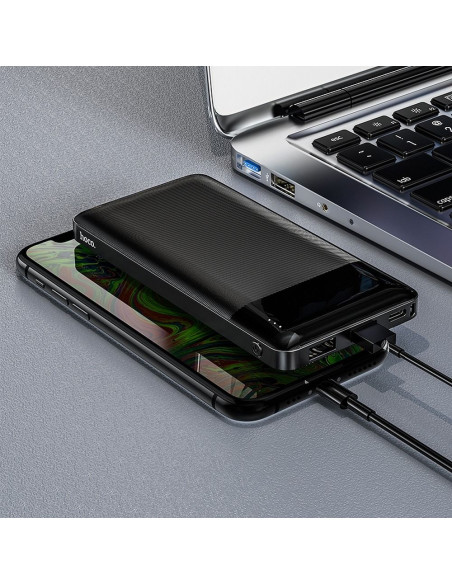 BATTERIE EXTERNE (Powerbank) HOCO 10 000mAh 2A 2xUSB + Type C J72 noir
