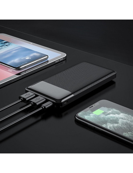 BATTERIE EXTERNE (Powerbank) HOCO 10 000mAh 2A 2xUSB + Type C J72 noir