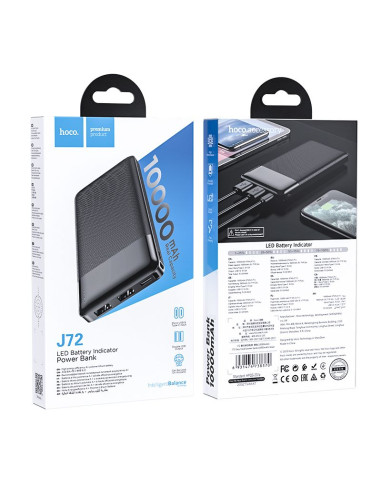BATTERIE EXTERNE (Powerbank) HOCO 10 000mAh 2A 2xUSB + Type C J72 noir