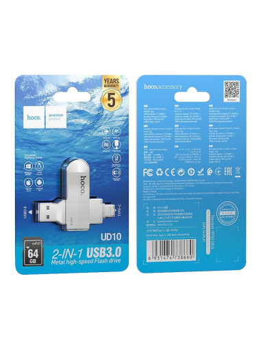 HOCO pendrive Wide UD10 USB + Typ C 64GB USB3.0