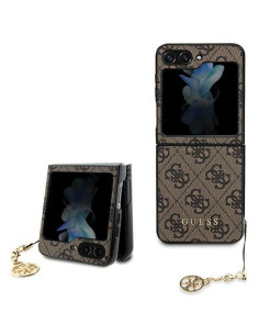 Véritable GUESS Case GUHCZF5GF4GBR pour Samsung Flip 5 (4G Charm / marron)