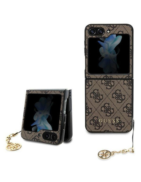 Véritable GUESS Case GUHCZF5GF4GBR pour Samsung Flip 5 (4G Charm / marron)