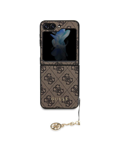 Véritable GUESS Case GUHCZF5GF4GBR pour Samsung Flip 5 (4G Charm / marron)