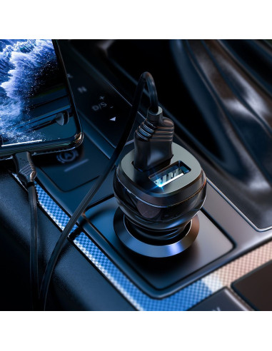 HOCO chargeur de voiture 2 x USB A + câble USB A vers Lightning 2,4A Z40 noir
