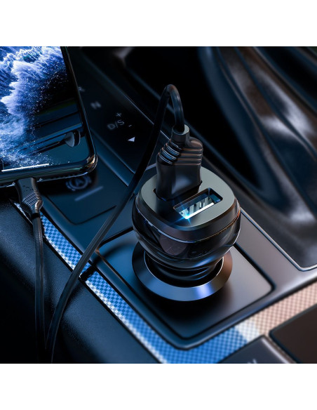 HOCO chargeur de voiture 2 x USB A + câble USB A vers Lightning 2,4A Z40 noir