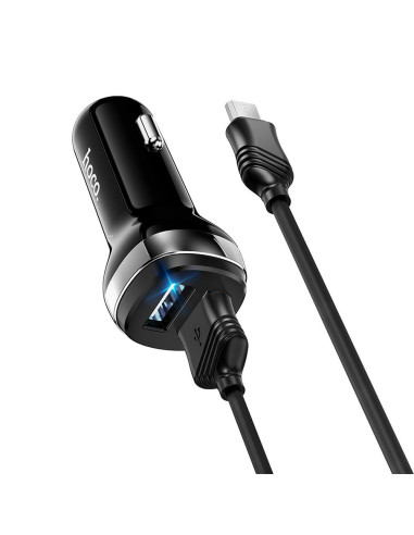 HOCO chargeur de voiture 2 x USB A + câble USB A vers Micro USB 2.4A Z40 noir