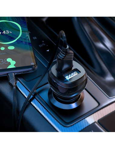 HOCO chargeur de voiture 2 x USB A + câble USB A vers Micro USB 2.4A Z40 noir