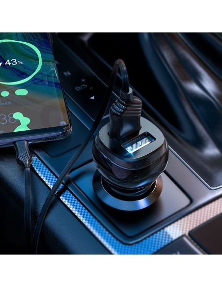 HOCO chargeur de voiture 2 x USB A + câble USB A vers Micro USB 2.4A Z40 noir