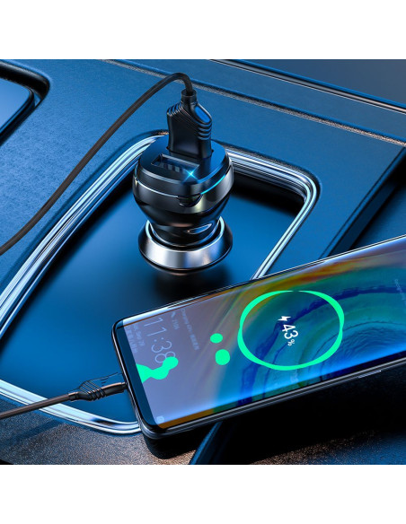 HOCO chargeur de voiture 2 x USB A + câble USB A vers Micro USB 2.4A Z40 noir