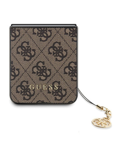Véritable GUESS Case GUHCZF5GF4GBR pour Samsung Flip 5 (4G Charm / marron)