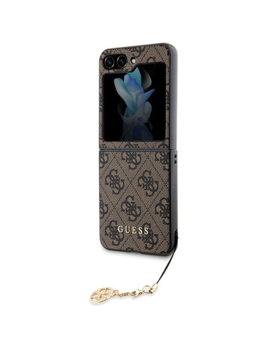 Véritable GUESS Case GUHCZF5GF4GBR pour Samsung Flip 5 (4G Charm / marron)