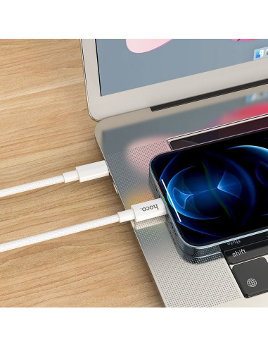 HOCO cable Type C pour iPhone Lightning 8-pin Power Delivery Fast Charge PD20W X56 blanc