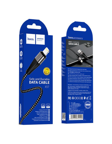 Câble USB HOCO pour iPhone Lightning 8-pin 2.4A Blessing X57 1 metre noir
