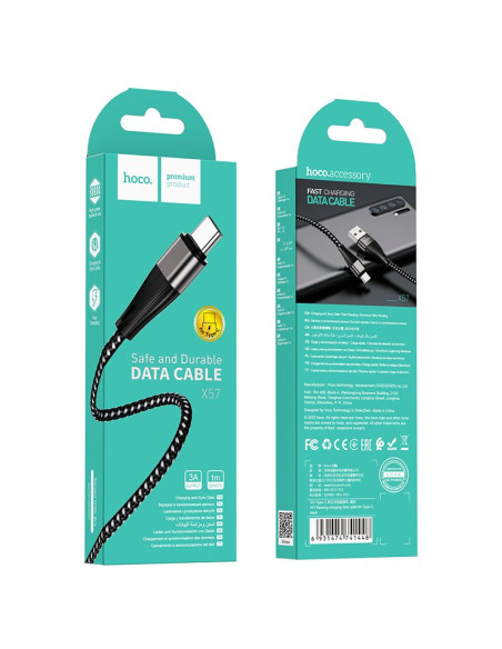 Câble HOCO USB vers Type C 3A Blessing X57 1 metre noir