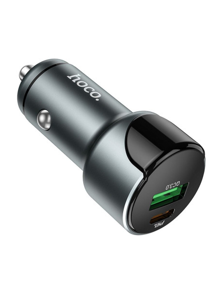 HOCO Chargeur voiture USB QC 3.0 + PD20W LED Road Light Z42 GRIS