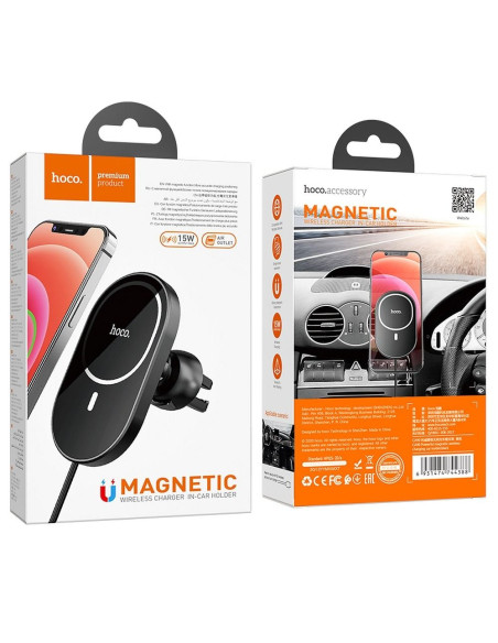 HOCO Support voiture avec chargement sans fil / induction pour iPhone 12 MagSafe 7.5W CA90