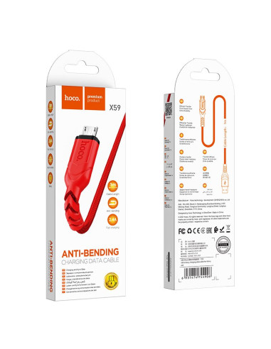 Câble HOCO USB vers Micro 2.4A VICTORY X59 1 me rouge