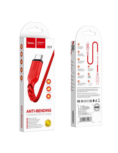 Câble USB HOCO pour Type C 3A VICTORY X59 1 me rouge