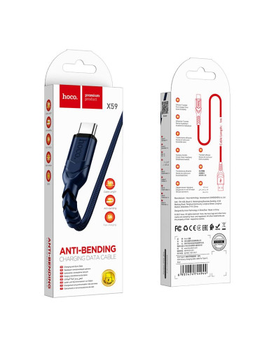 Câble USB HOCO pour Type C 3A VICTORY X59 1 me bleu