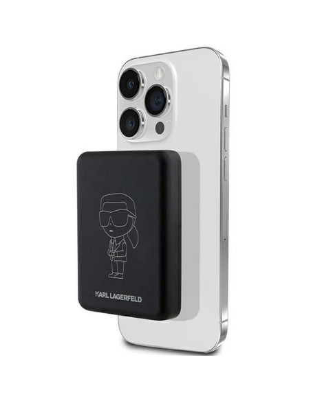 Batterie externe ( Powerbank ) avec charge par induction KARL LAGERFELD KLPBM5KIOTTGK 5000mAh 15W ( compatible Magsafe / noir)