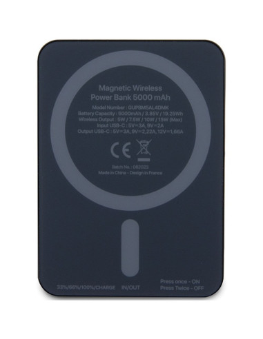 Batterie externe ( Powerbank ) avec charge par induction KARL LAGERFELD KLPBM5KIOTTGK 5000mAh 15W ( compatible Magsafe / noir)