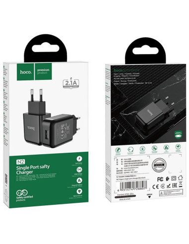 HOCO chargeur secteur USB 2.1A N2 Vigour noir