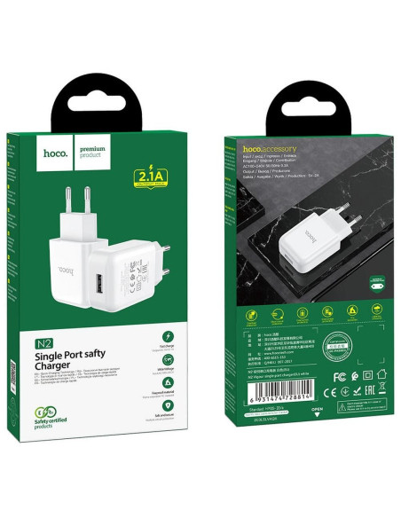 HOCO chargeur secteur USB 2A N2 Vigour blanc