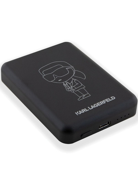 Batterie externe ( Powerbank ) avec charge par induction KARL LAGERFELD KLPBM5KIOTTGK 5000mAh 15W ( compatible Magsafe / noir)