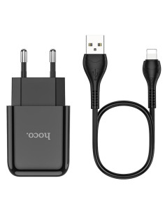 HOCO chargeur secteur USB + cable pour Lightning 8-pin 2.1A N2 Vigour noir 2