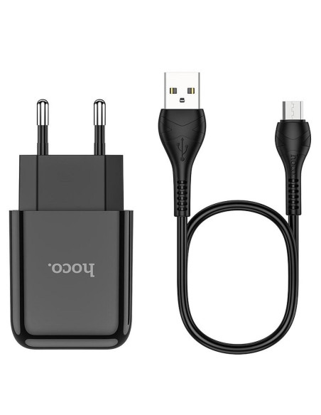 HOCO chargeur secteur USB + cable Micro 2.1A N2 Vigour noir