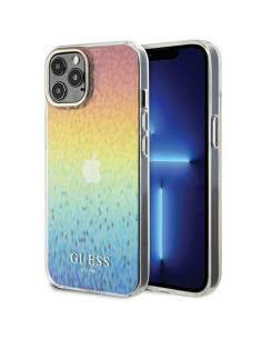 Véritable GUESS Case GUHCP12MHDECMI pour iPhone 12/12 Pro (IML Faceted Mirror / disco iridescent)