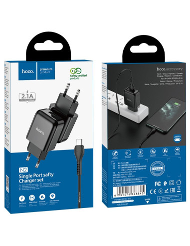 HOCO chargeur secteur USB + cable Micro 2.1A N2 Vigour noir