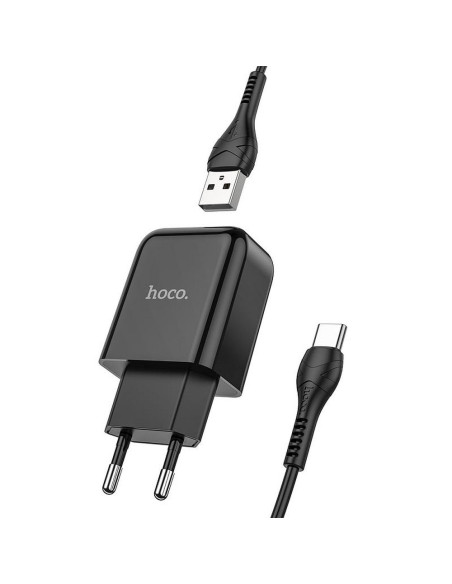 HOCO chargeur secteur USB + cable Type C 2.1A N2 Vigour noir
