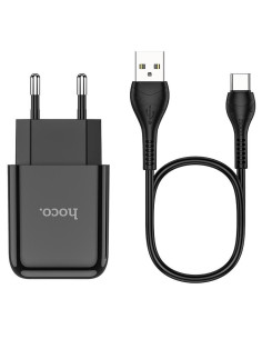 HOCO chargeur secteur USB + cable Type C 2.1A N2 Vigour noir 2