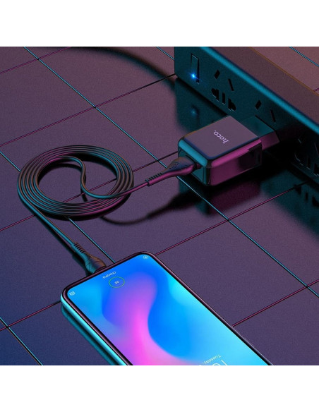 HOCO chargeur secteur USB + cable Type C 2.1A N2 Vigour noir