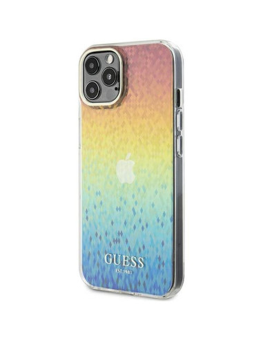Véritable GUESS Case GUHCP12MHDECMI pour iPhone 12/12 Pro (IML Faceted Mirror / disco iridescent)