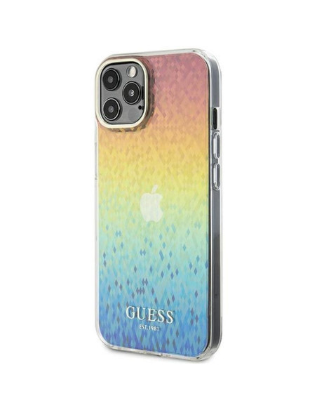 Véritable GUESS Case GUHCP12MHDECMI pour iPhone 12/12 Pro (IML Faceted Mirror / disco iridescent)