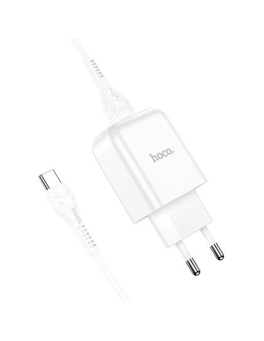 HOCO chargeur secteur USB + cable Type C 2.1A N2 Vigour blanc