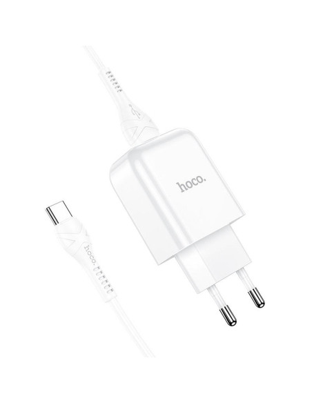 HOCO chargeur secteur USB + cable Type C 2.1A N2 Vigour blanc