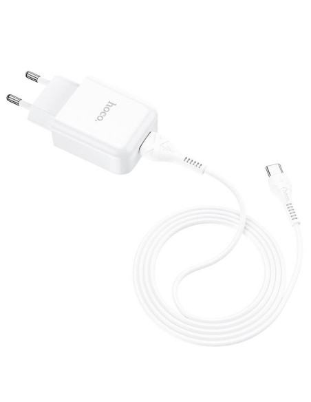 HOCO chargeur secteur USB + cable Type C 2.1A N2 Vigour blanc