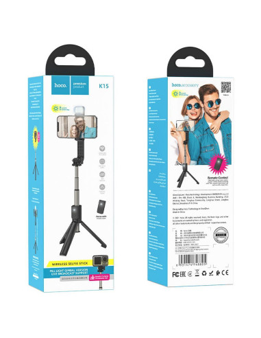HOCO selfie stick with bluetooth remote control tripod K15 black