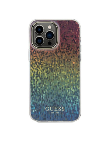 Véritable GUESS Case GUHCP13LHDECMI pour iPhone 13 PRO (IML Faceted Mirror / disco iridescent)