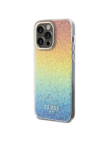 Véritable GUESS Case GUHCP13XHDECMI pour iPhone 13 Pro Max (IML Faceted Mirror / disco iridescent)