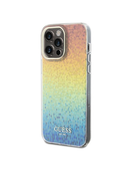 Véritable GUESS Case GUHCP13XHDECMI pour iPhone 13 Pro Max (IML Faceted Mirror / disco iridescent)