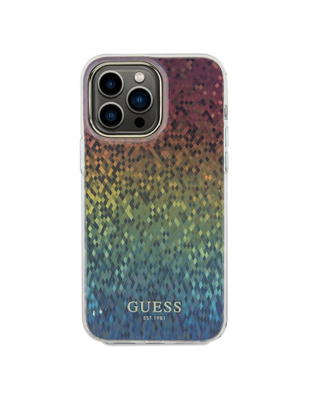 Véritable GUESS Case GUHCP13XHDECMI pour iPhone 13 Pro Max (IML Faceted Mirror / disco iridescent)