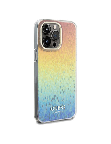 Véritable GUESS Case GUHCP13XHDECMI pour iPhone 13 Pro Max (IML Faceted Mirror / disco iridescent)