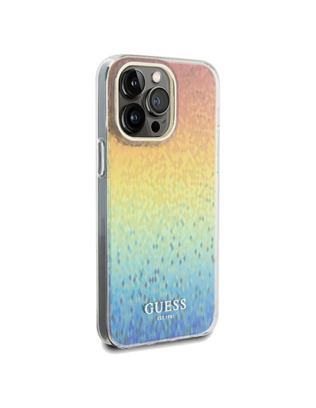 Véritable GUESS Case GUHCP13XHDECMI pour iPhone 13 Pro Max (IML Faceted Mirror / disco iridescent)